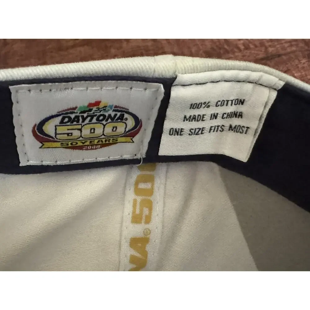 2007 White Daytona 500 Dad Hat Cap Adjustable Nascar Strap Back